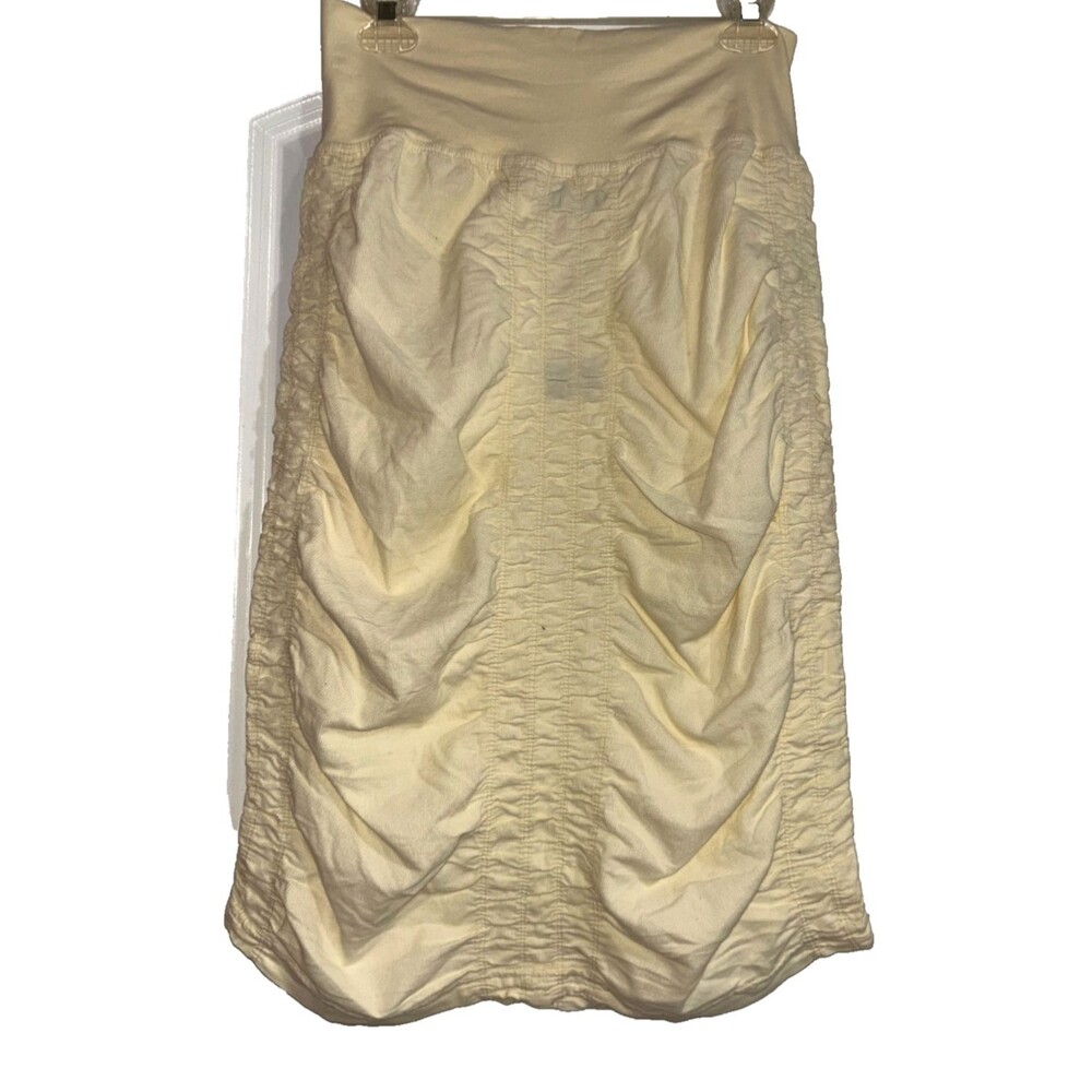 XCVI Wearables Women’s Trace Cord Ruched Midi Skirt size S Corduroy Cream